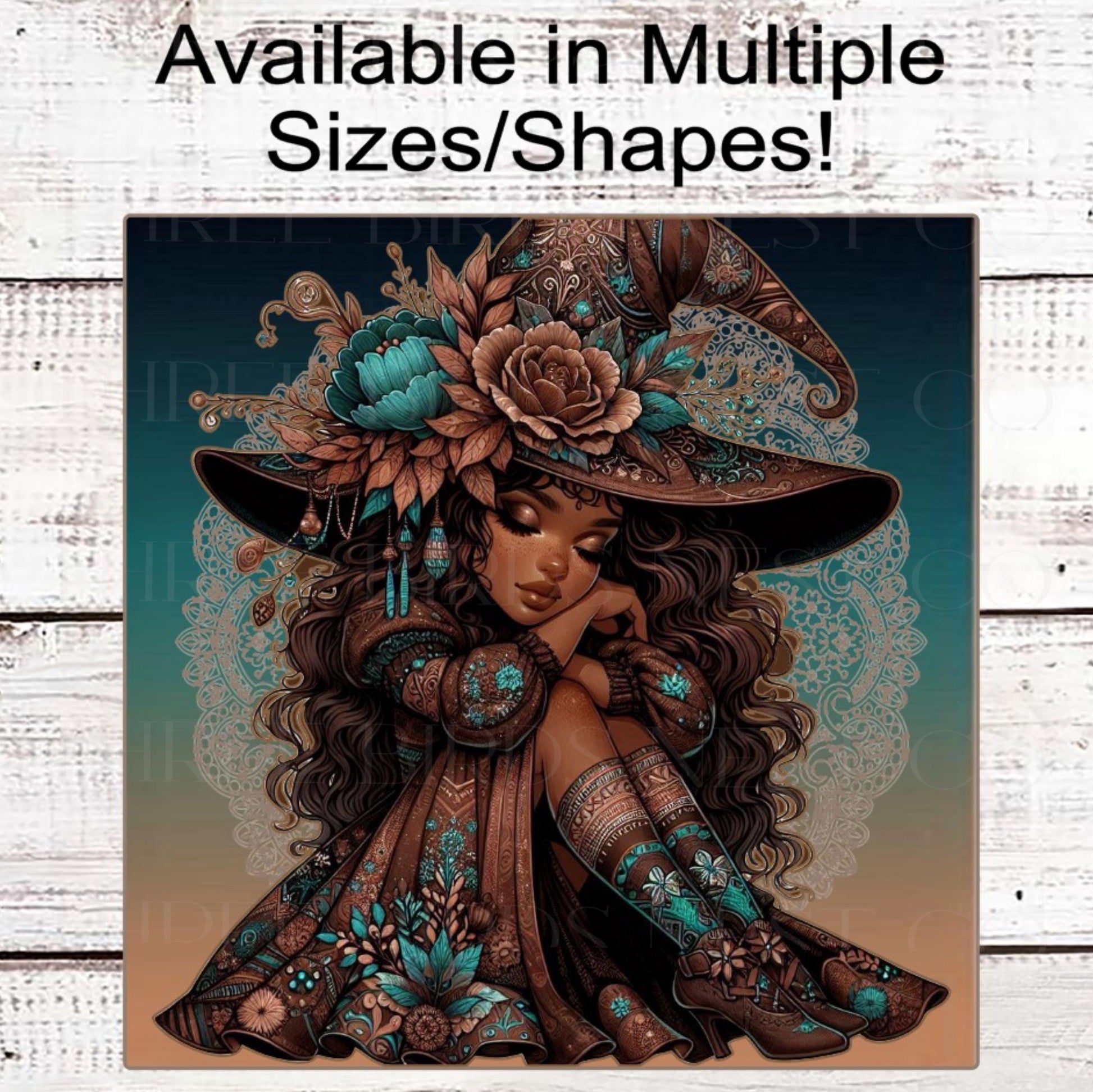 Halloween Wreath Sign, African American Witch Lover, Spooky Decor, Boho Floral