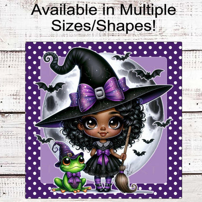 Halloween Wreath Sign, African American Witch Lover, Magic Frog, Spooky Decor, Bats