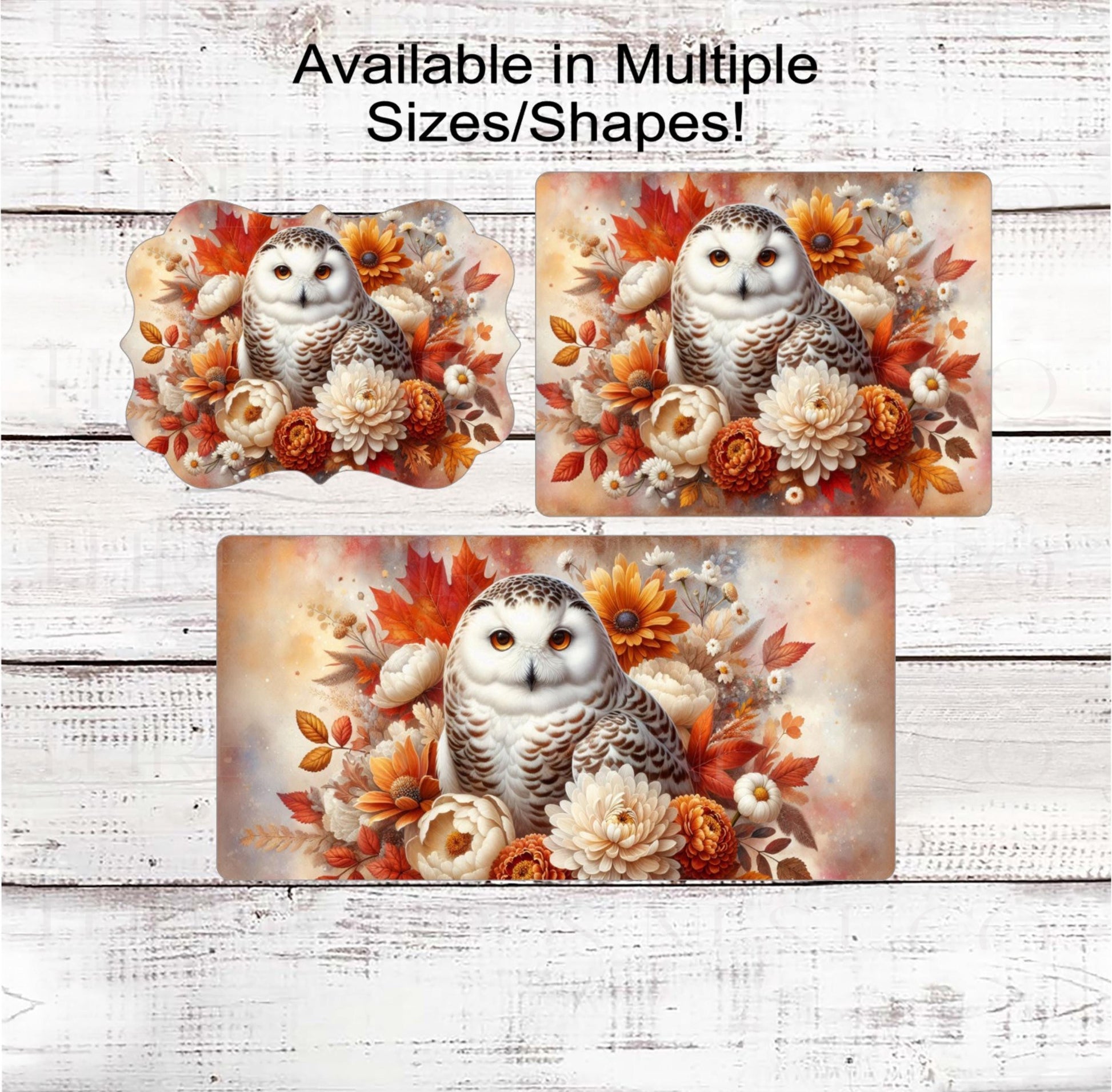 Owl Wreath Sign, Fall Welcome Sign, Autumn Leaves, Snowy Owl Lover