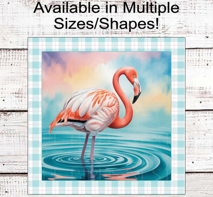 Summer Wreath Sign, Flamingo Lover, The Beach is Calling, Ocean Nautical Decor