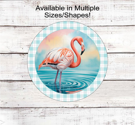 Summer Wreath Sign, Flamingo Lover, The Beach is Calling, Ocean Nautical Decor