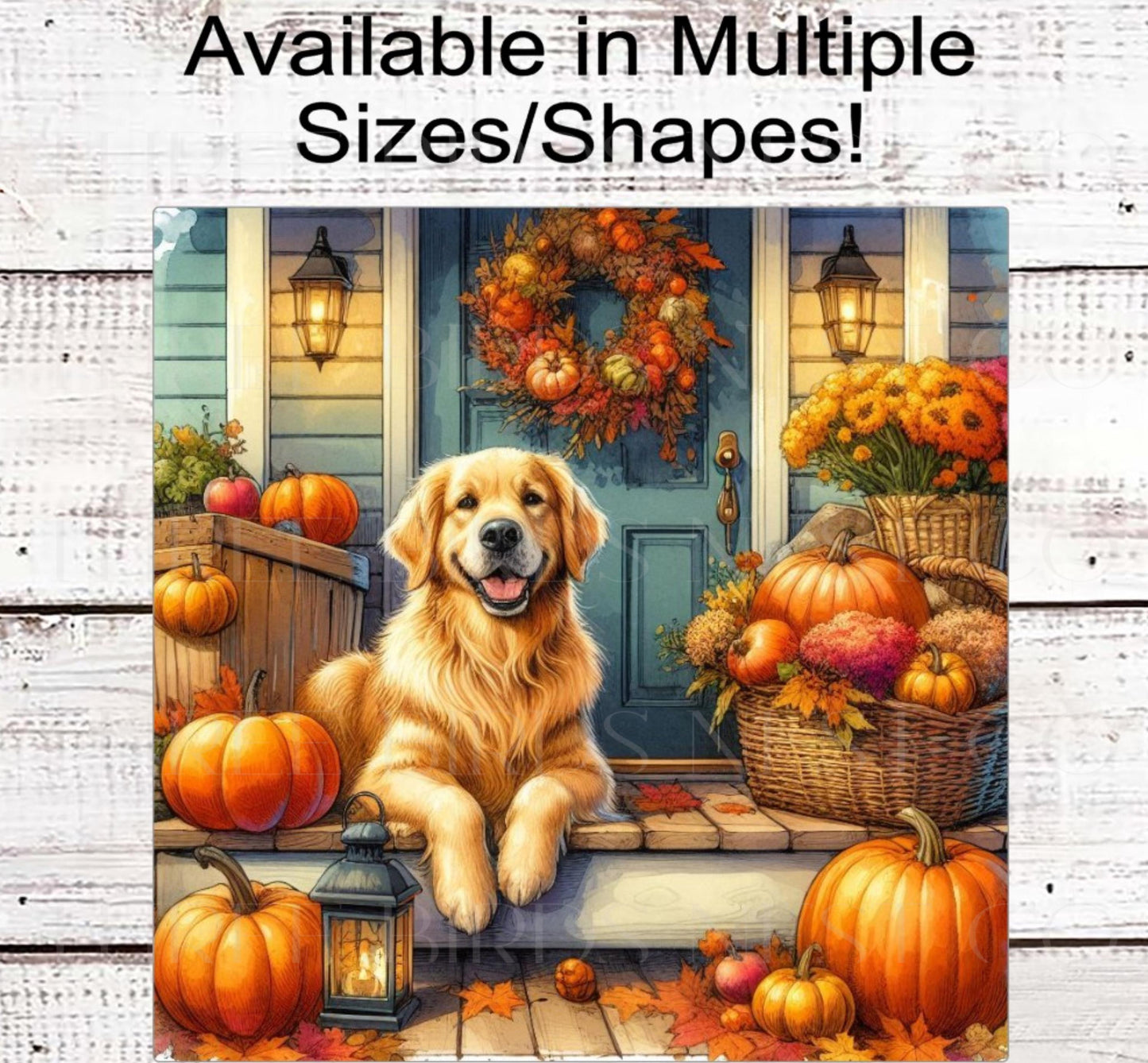 Golden Retriever Dog Wreath Sign, Fall Front Porch, Dog Lover, Pet Signs