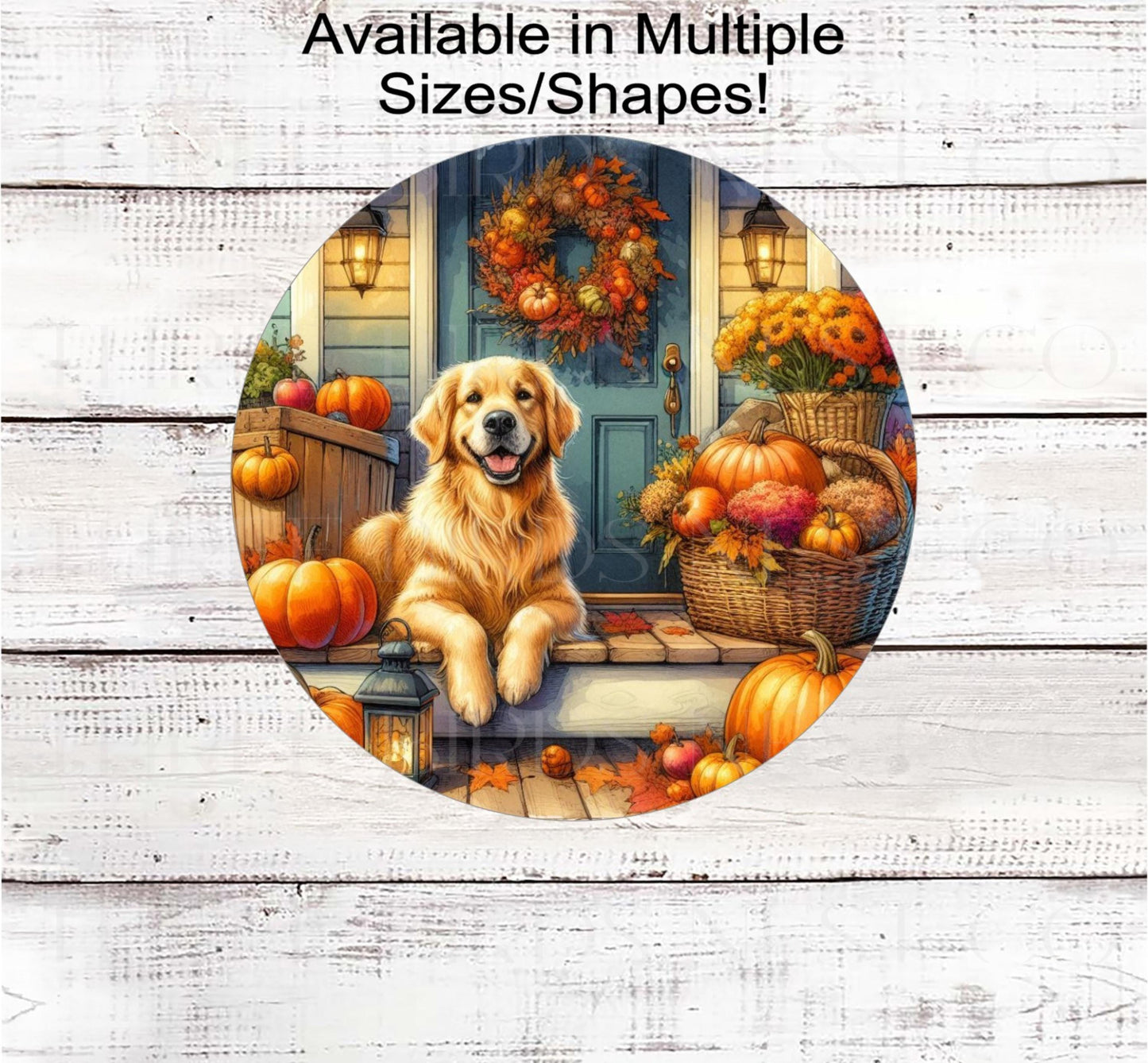 Golden Retriever Dog Wreath Sign, Fall Front Porch, Dog Lover, Pet Signs