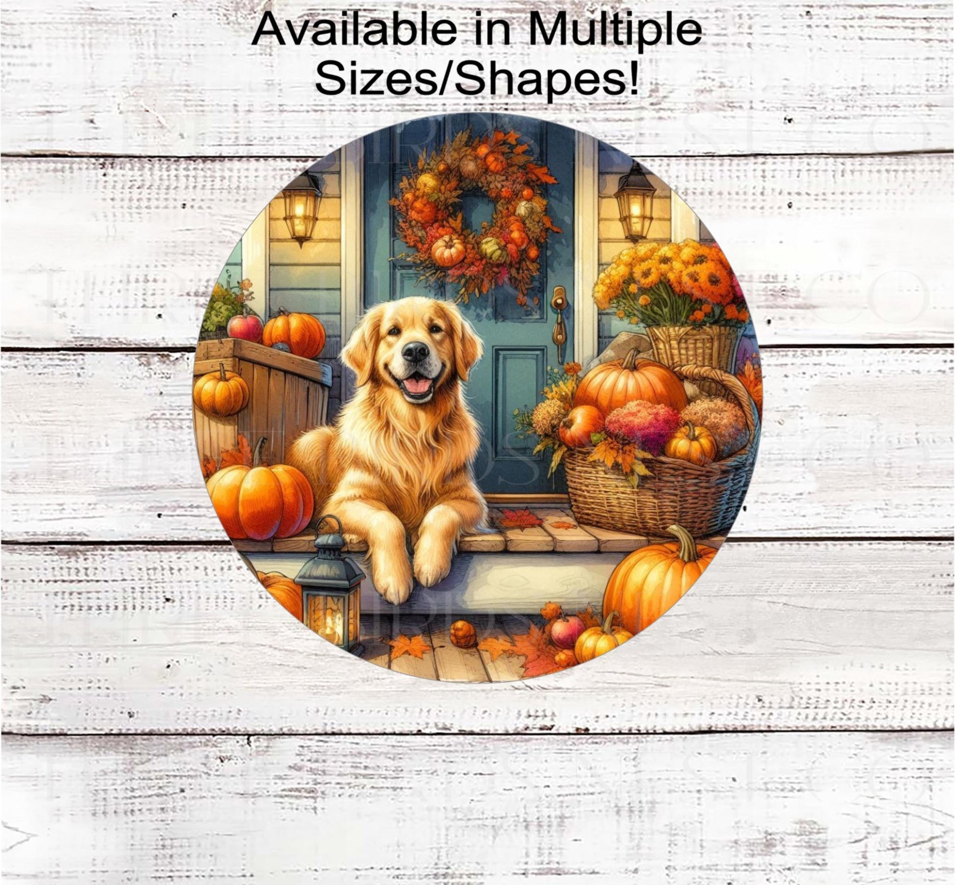 Golden Retriever Dog Wreath Sign, Fall Front Porch, Dog Lover, Pet Signs