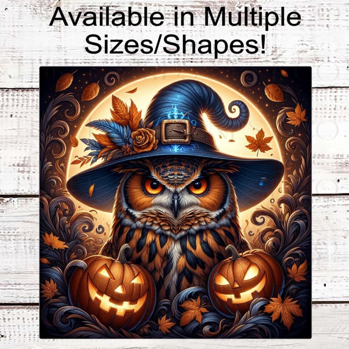 Halloween Owl Wreath Sign, Witch Hat, Full Moon, Halloween Decor
