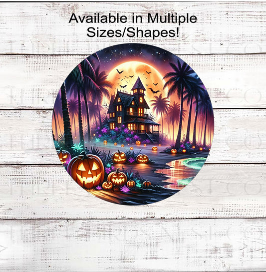 Halloween Wreath Sign - Zombie Girl - Halloween at the Beach - Spooky Macabre Halloween