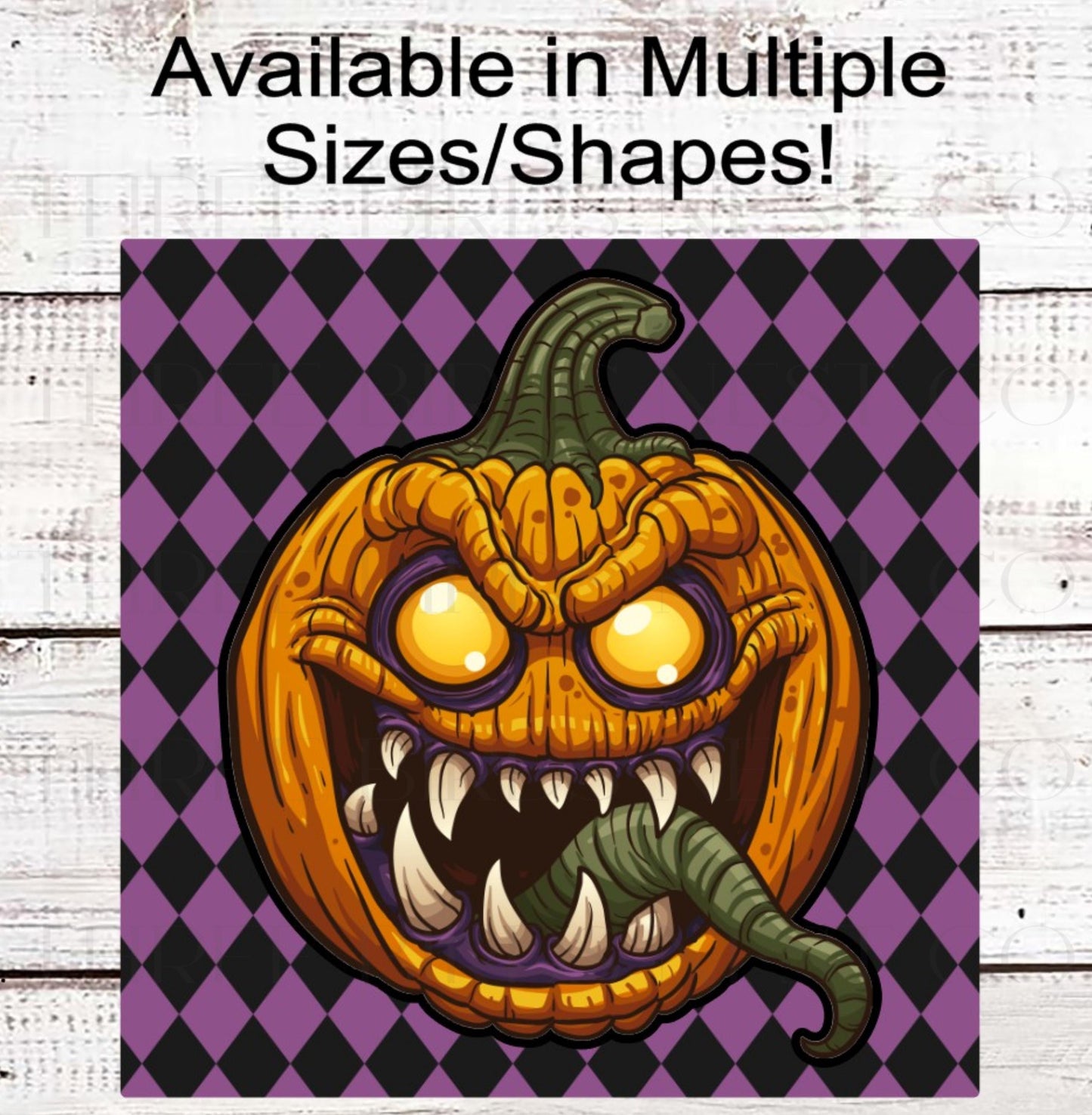 Spooky Halloween Wreath Sign, Evil Jack O Lantern