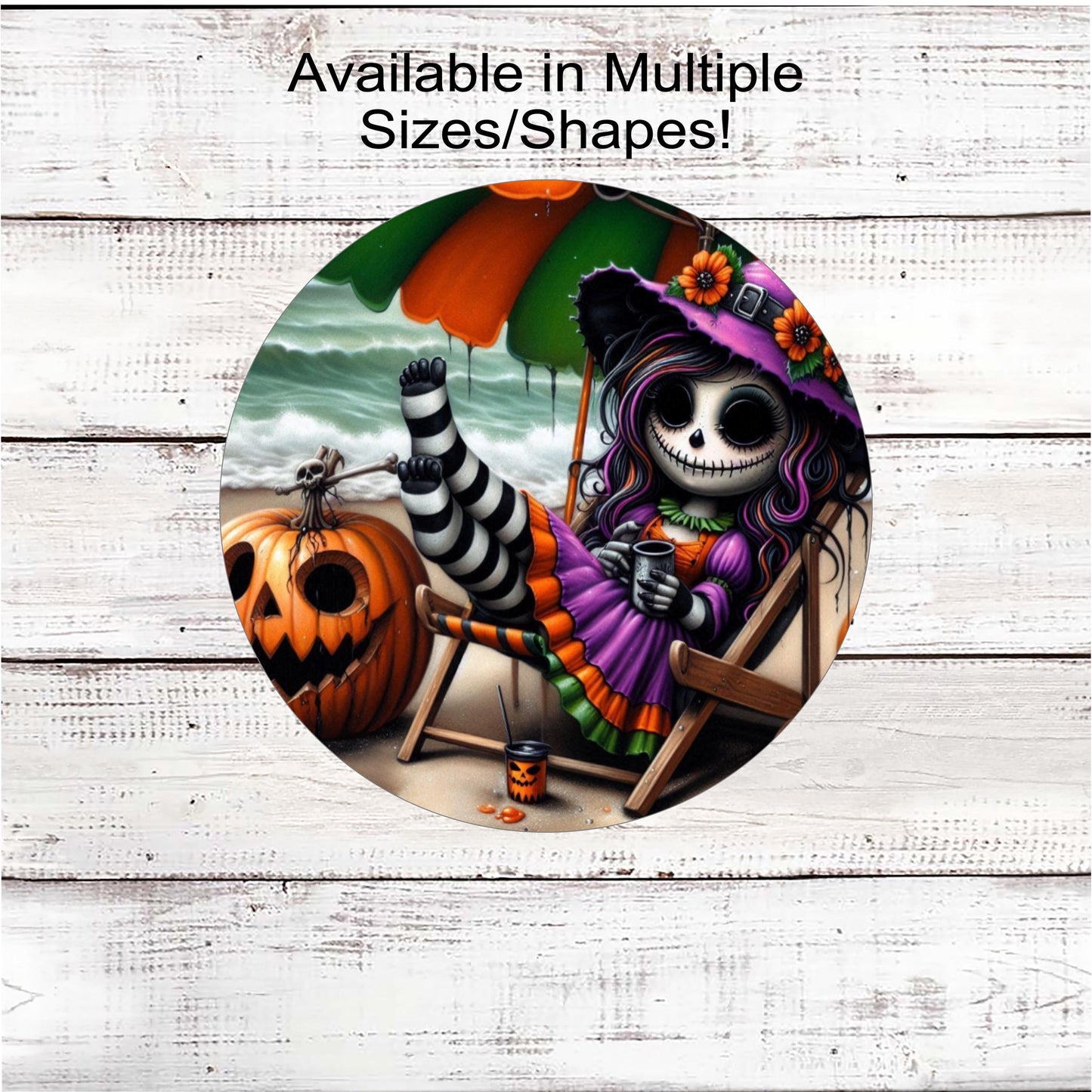 Haunted House Halloween Wreath Sign, Spooky Beach, Palm Trees
