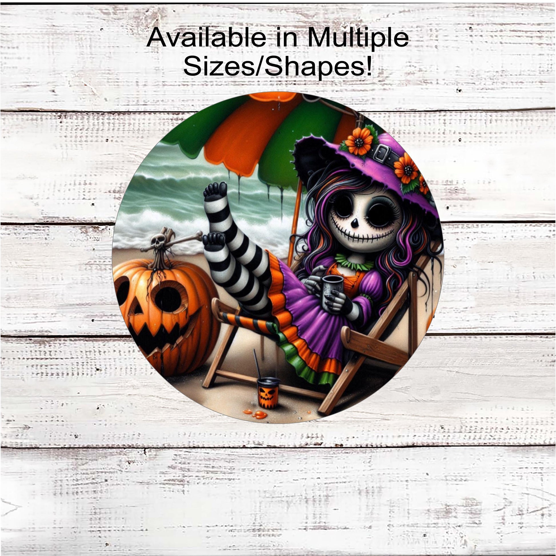 Haunted House Halloween Wreath Sign, Spooky Beach, Palm Trees