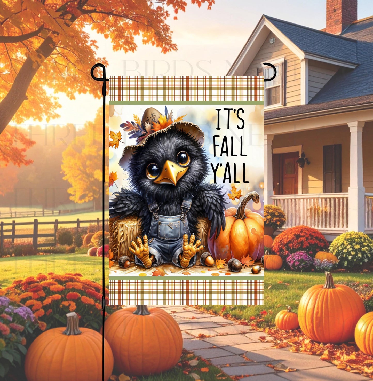 Fall Garden Flag: Double-Sided Pumpkins & Mums Welcome