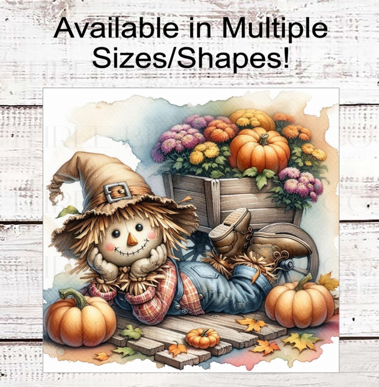 Fall Scarecrow Wreath Signs, Autumn Mums, Pumpkin Wagon