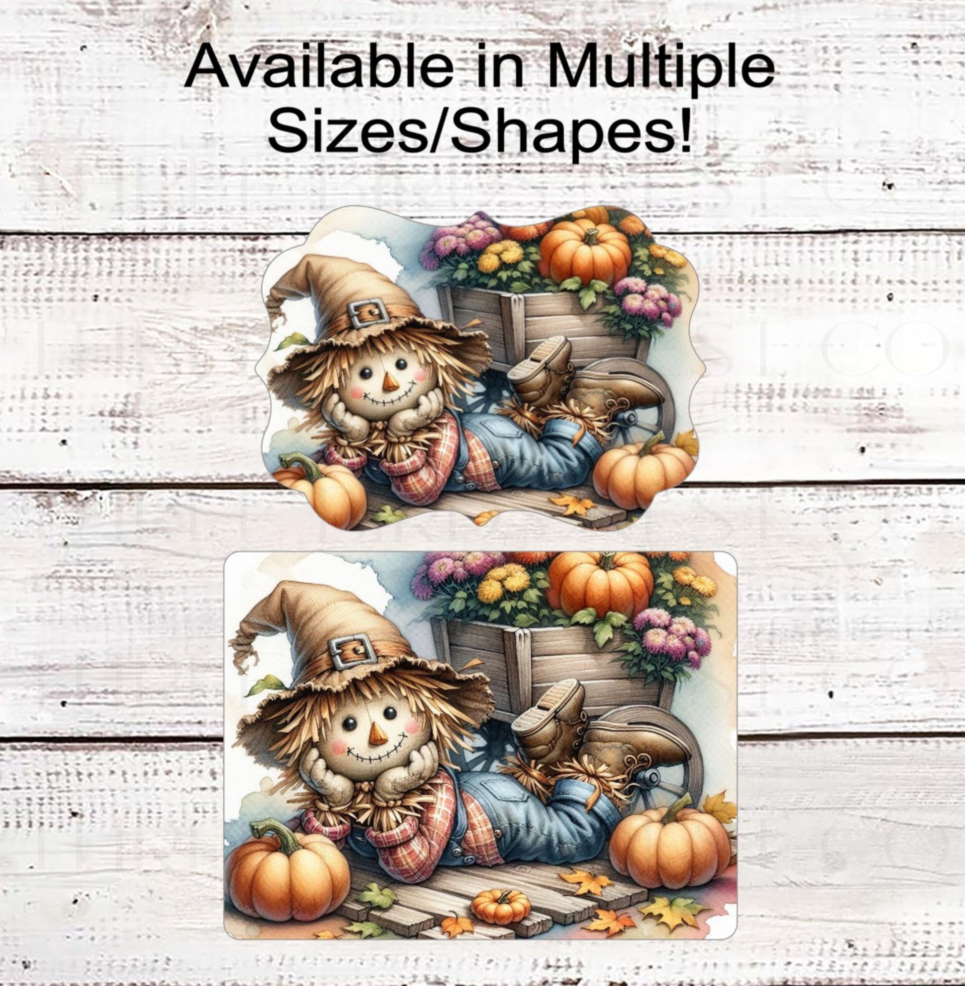 Fall Scarecrow Wreath Signs, Autumn Mums, Pumpkin Wagon