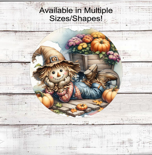 Fall Scarecrow Wreath Signs, Autumn Mums, Pumpkin Wagon