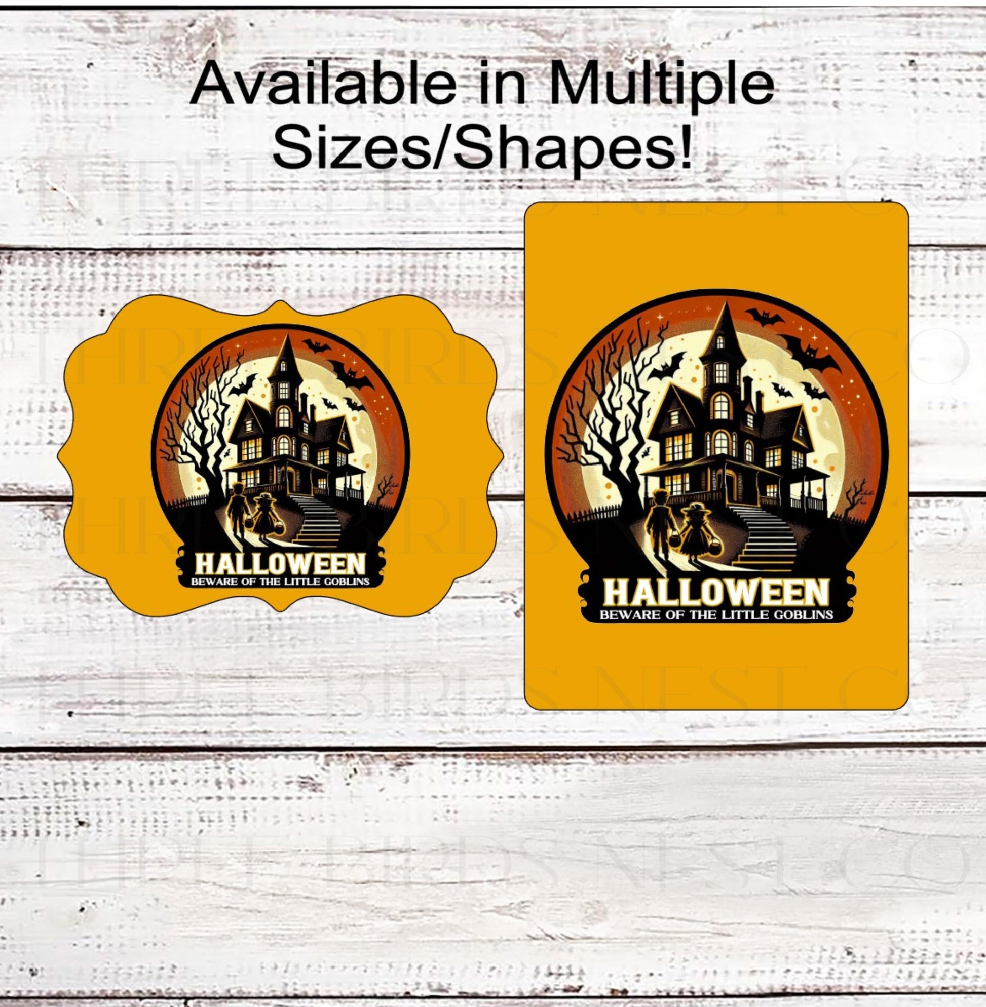 Halloween Wreath Sign, Vintage Trick or Treat, Little Goblins- H2138