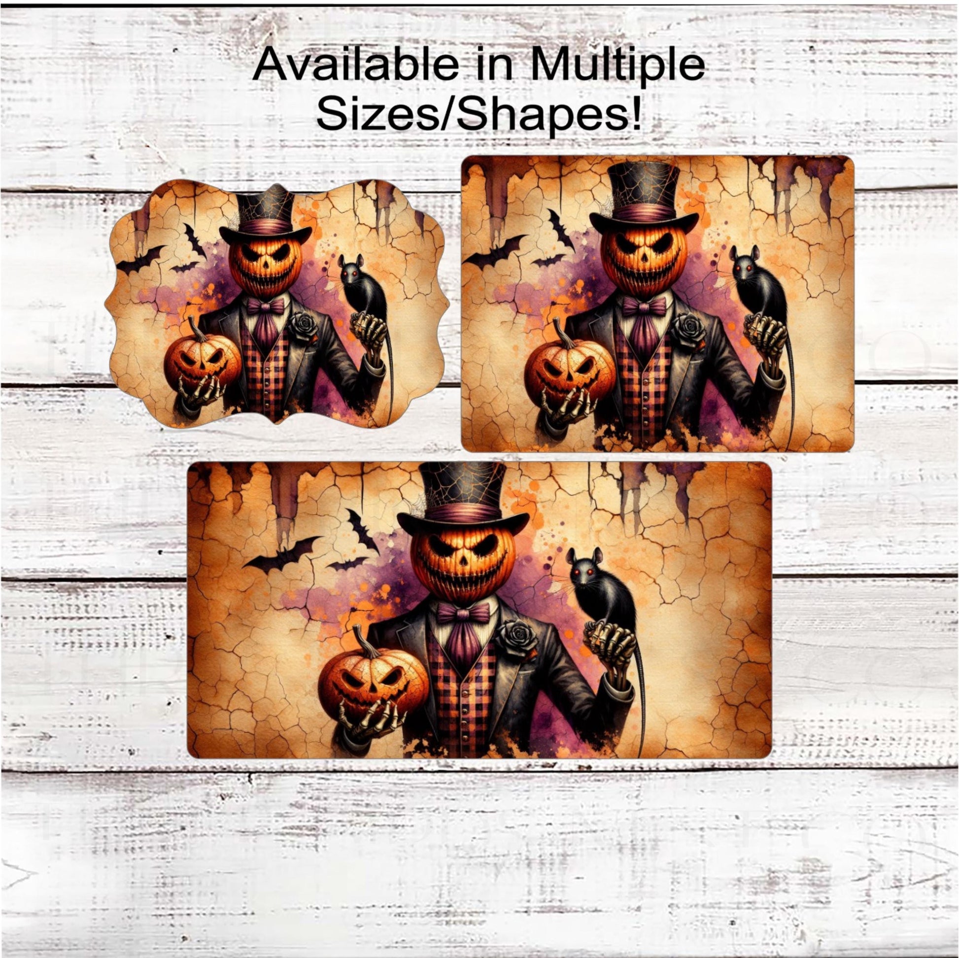 Vintage Jack O Lantern Wreath Sign, Pumpkin Man, Rat Lover, Halloween Welcome