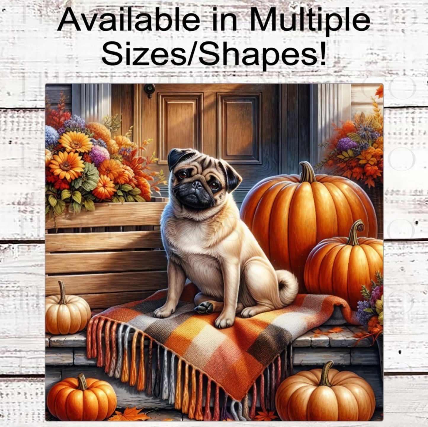 Fall Dog Wreath Sign, Pug Dog, Pumpkins Sign, Welcome to Our Patch