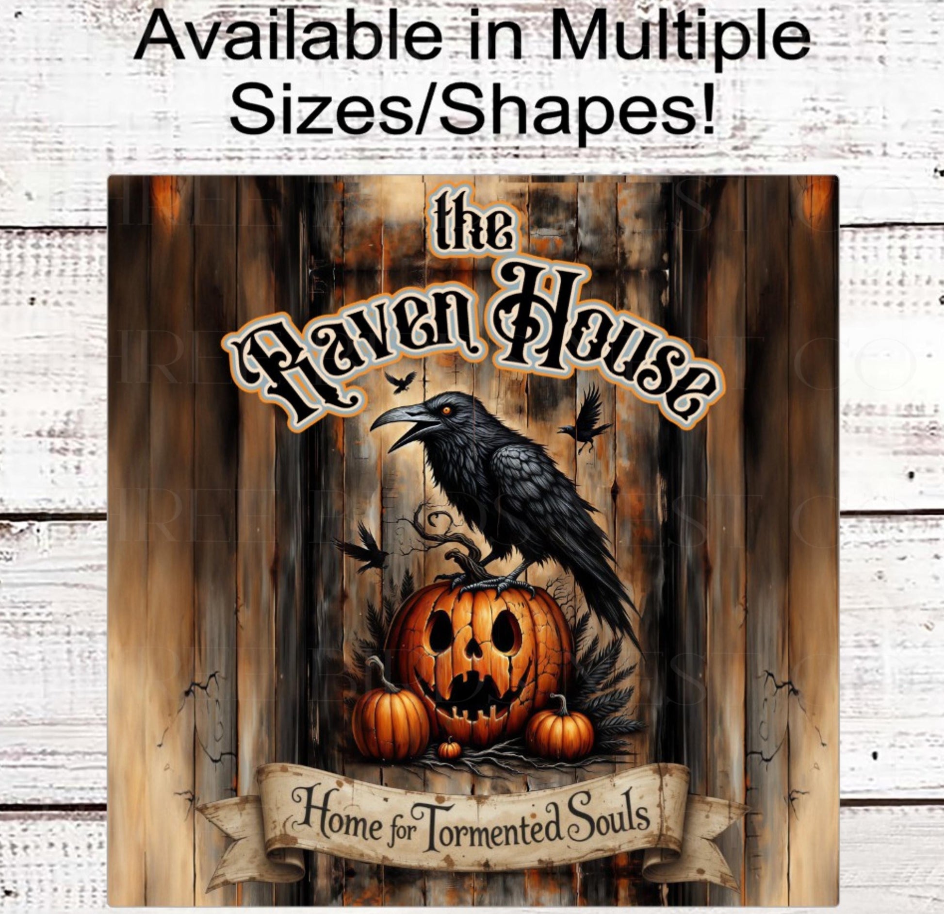 Halloween Wreath Sign, Raven Lover, Jack O Lantern, Spooky Sign, Rustic Farmhouse