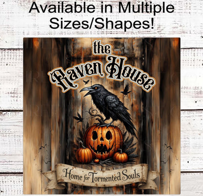 Halloween Wreath Sign, Raven Lover, Jack O Lantern, Spooky Sign, Rustic Farmhouse
