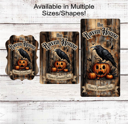 Halloween Wreath Sign, Raven Lover, Jack O Lantern, Spooky Sign, Rustic Farmhouse