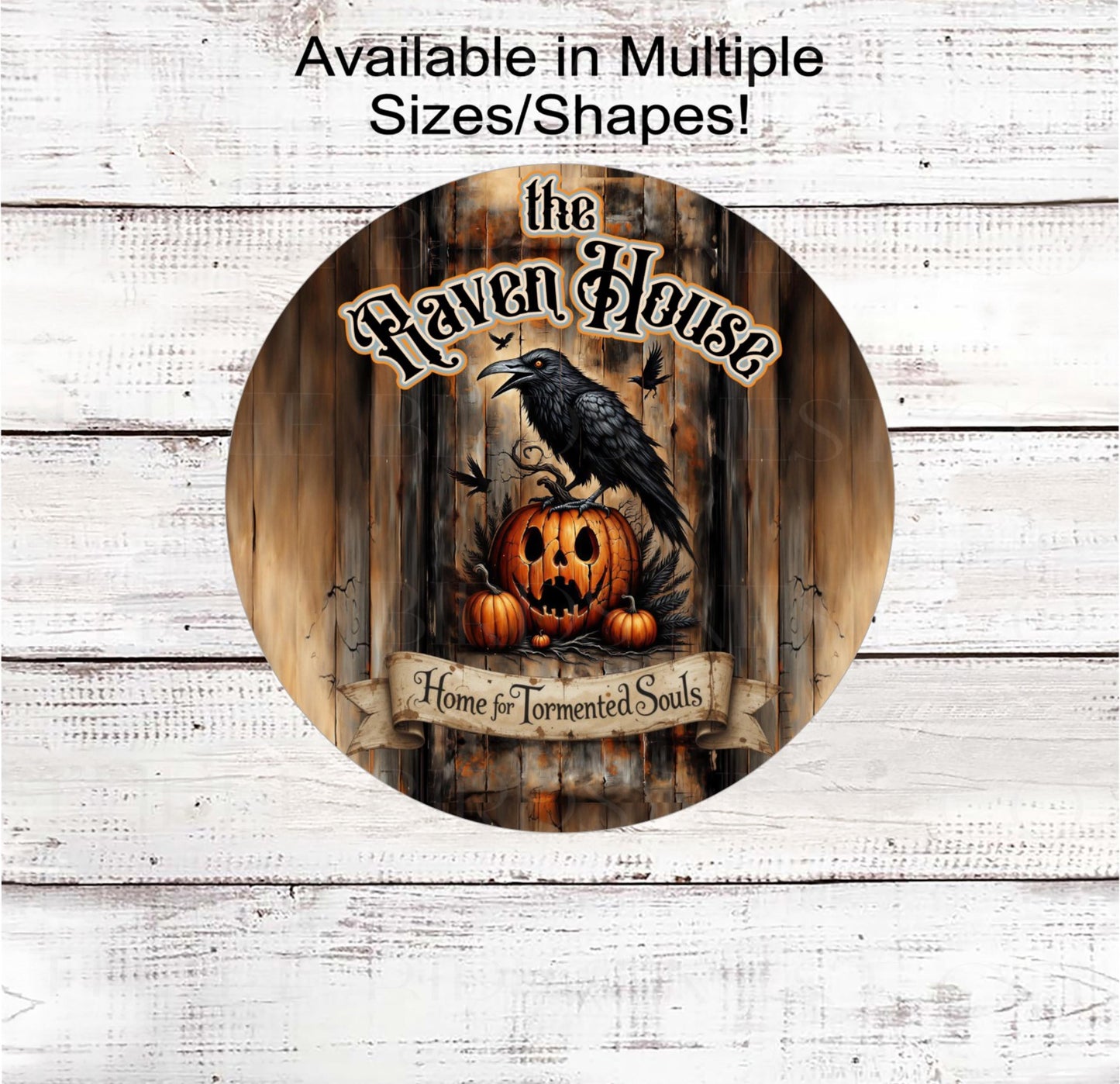 Halloween Wreath Sign, Raven Lover, Jack O Lantern, Spooky Sign, Rustic Farmhouse