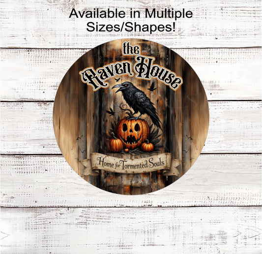 Halloween Wreath Sign, Raven Lover, Jack O Lantern, Spooky Sign, Rustic Farmhouse