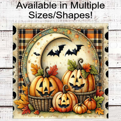 Halloween Wreath Sign, Jack O Lanterns, Rustic Farmhouse Decor