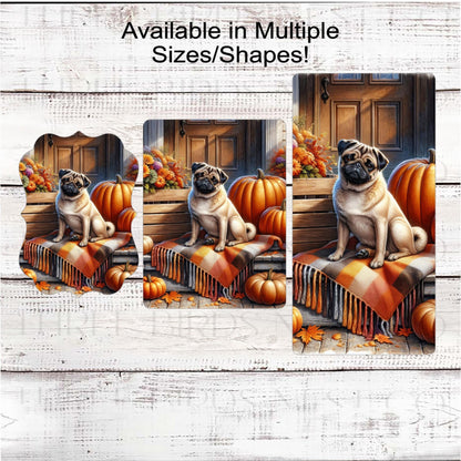 Fall Dog Wreath Sign, Pug Dog, Pumpkins Sign, Welcome to Our Patch