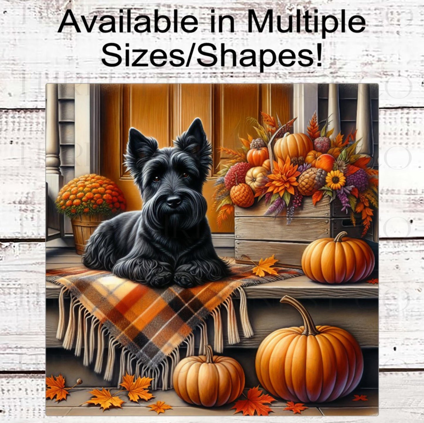 Fall Dog Wreath Sign, Scottish Terrier Dog, Pumpkins Sign, Welcome to Our Patch