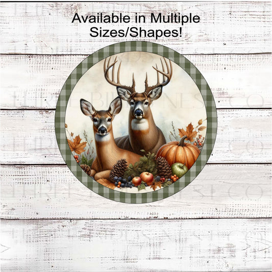 Whitetail Deer Fall Wreath Sign, Rustic Farmhouse, Cabin Decor, Wildlife Lover, Deer Hunter