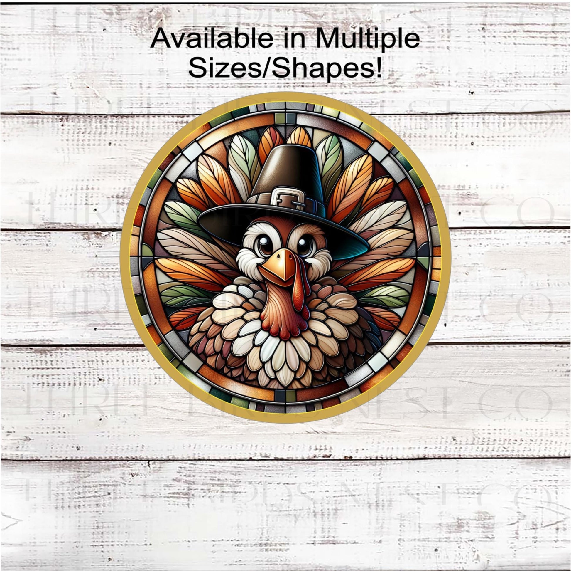 Thanksgiving Turkey Wreath Sign, Faux Stained Glass
