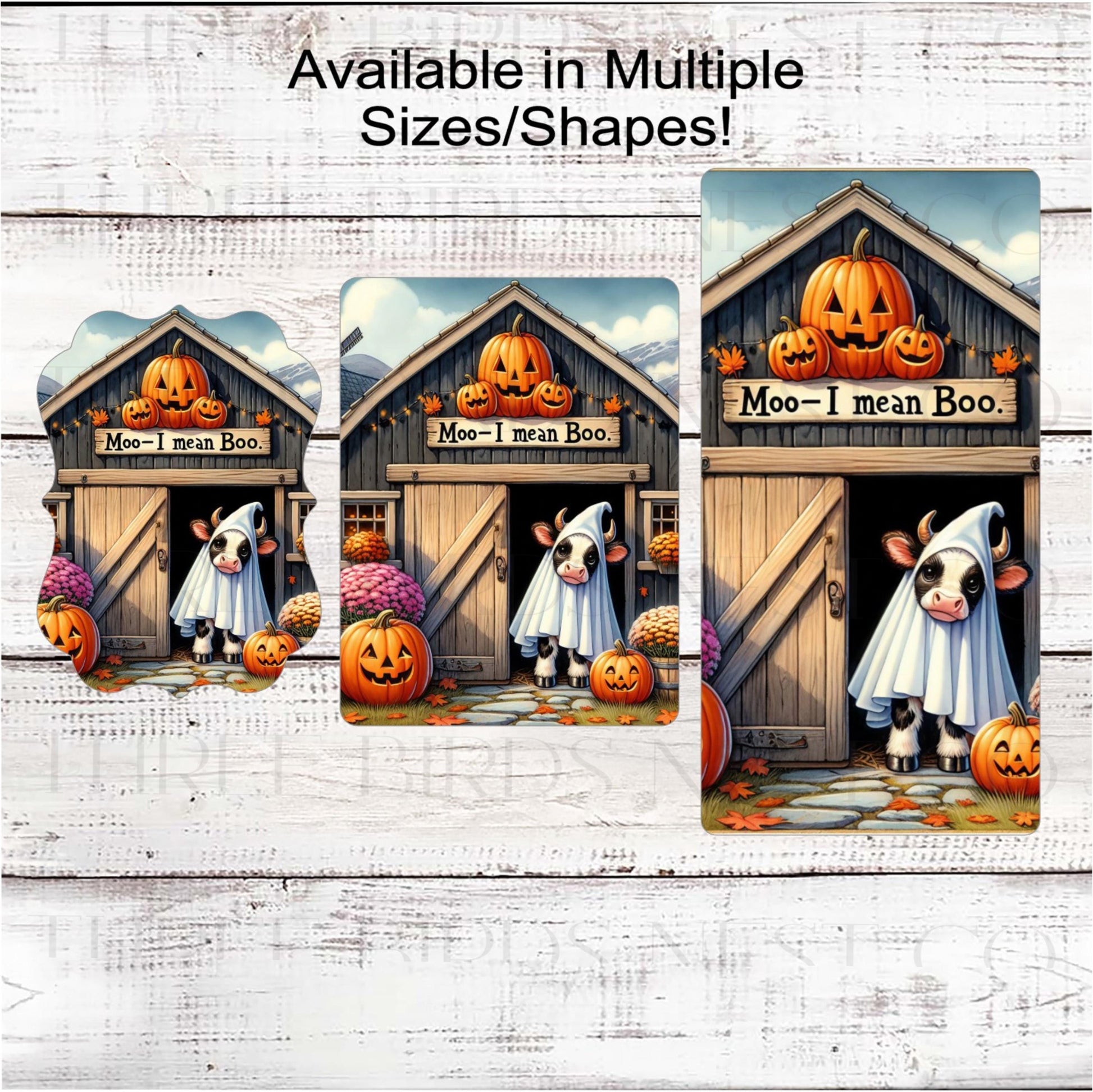 Halloween Cow Metal Wreath Sign, Boo Ghost Costume