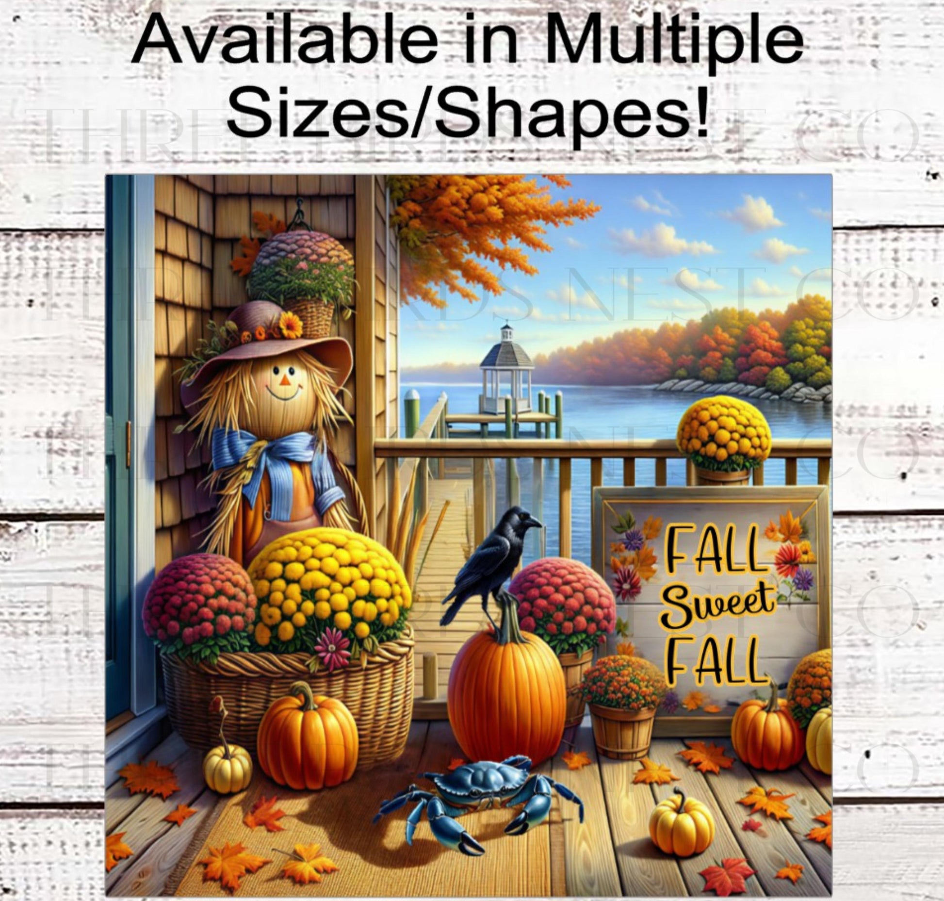 Fall Wreath Sign, Blue Crab Lover, Beach House, River Decor- B2183