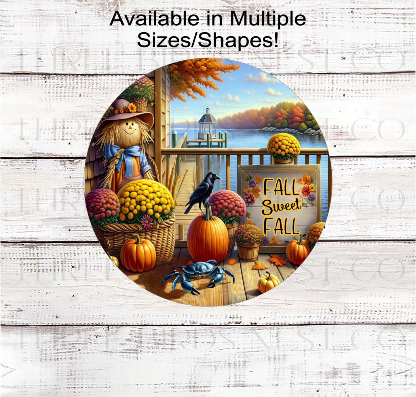 Fall Wreath Sign, Blue Crab Lover, Beach House, River Decor- B2183