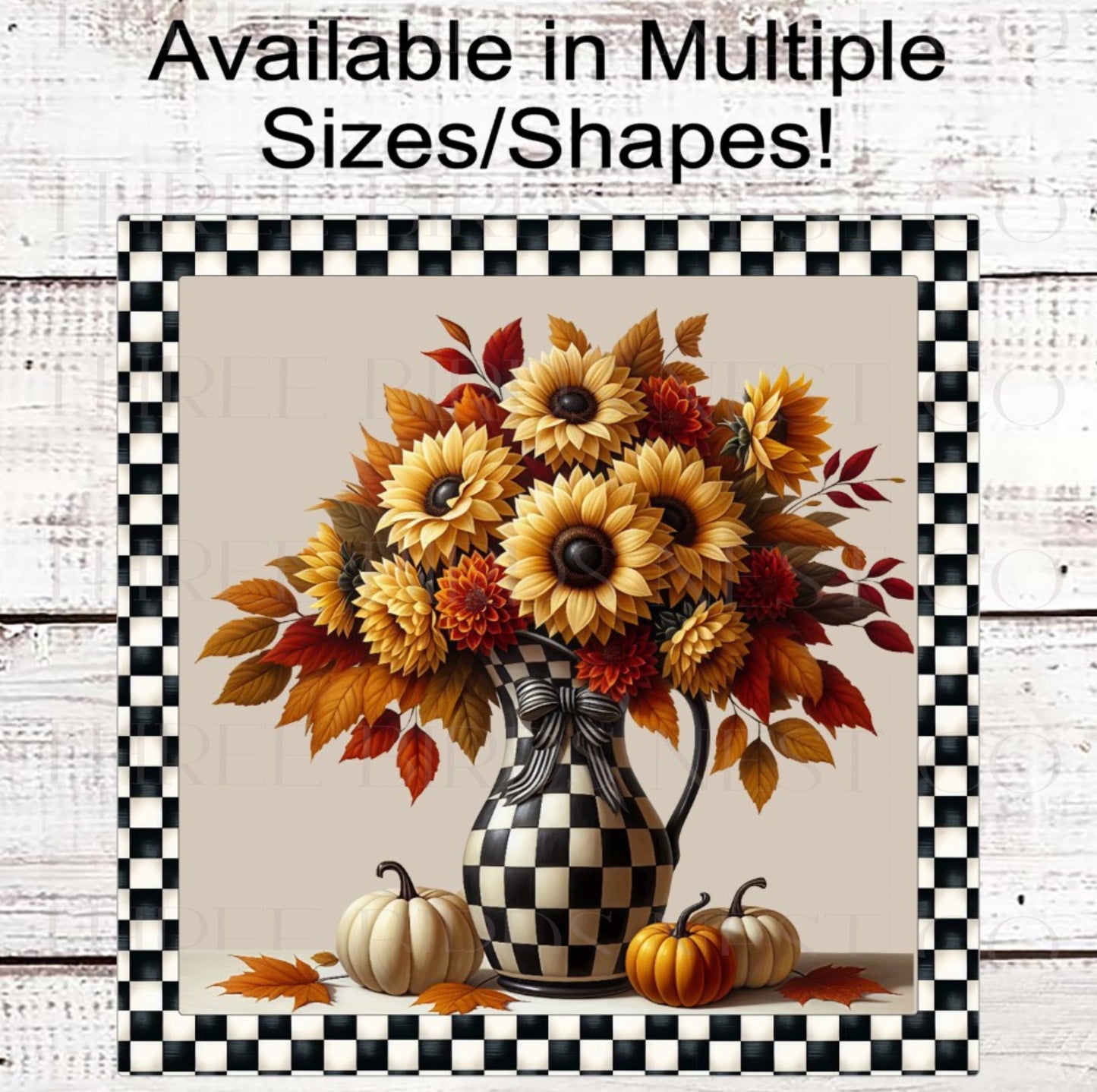 Fall Wreath Sign, Sunflower Decor, Dahlia Lover, Autumn Pumpkins- FT2185