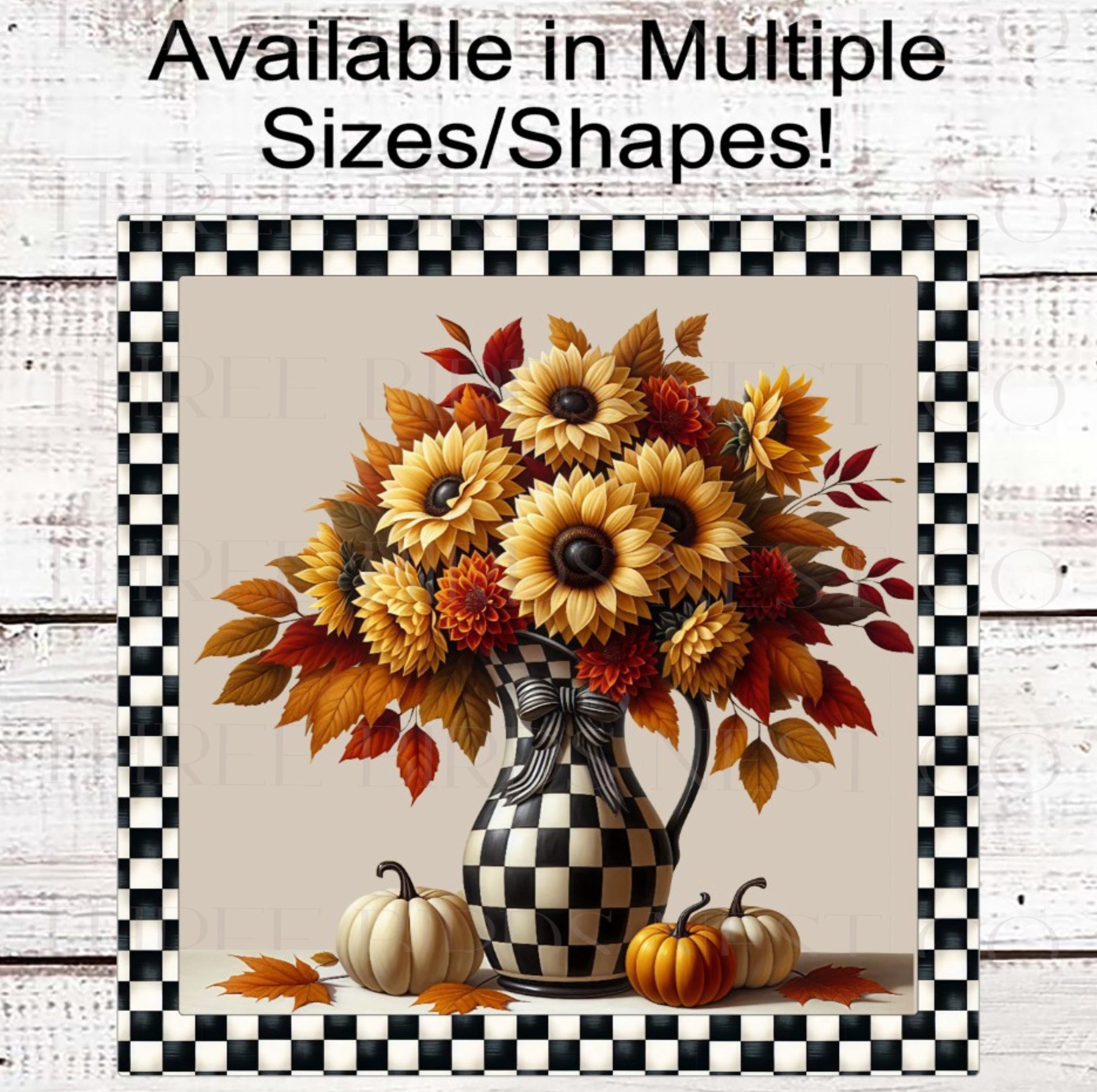 Fall Wreath Sign, Sunflower Decor, Dahlia Lover, Autumn Pumpkins- FT2185