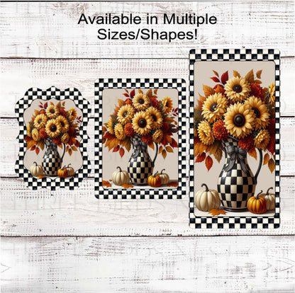 Fall Wreath Sign, Sunflower Decor, Dahlia Lover, Autumn Pumpkins- FT2185