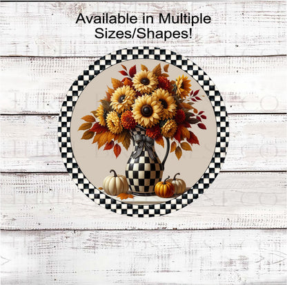 Fall Wreath Sign, Sunflower Decor, Dahlia Lover, Autumn Pumpkins- FT2185