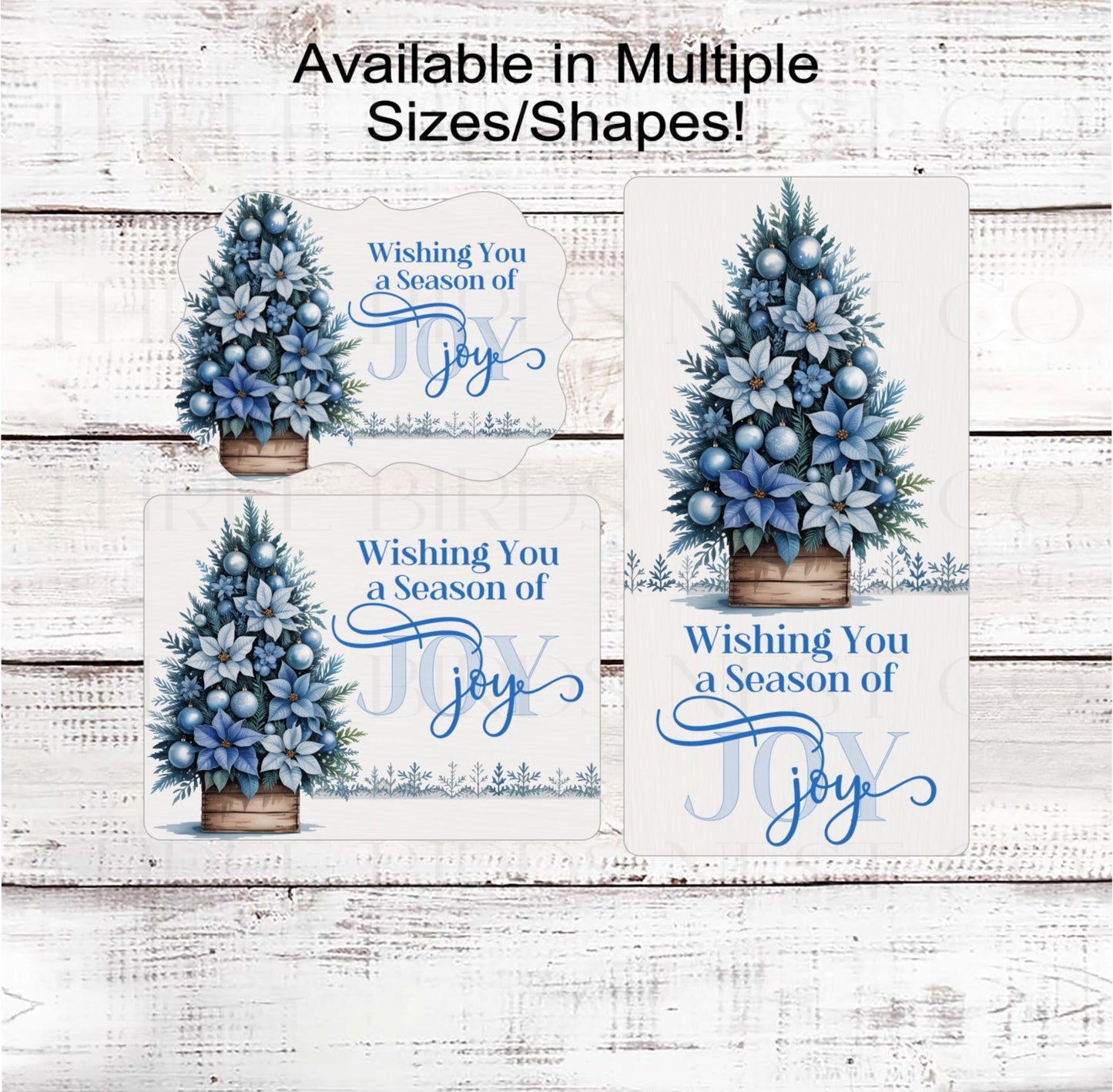 Christmas Wreath Signs, Season of Joy, Poinsettia Ornaments, Blue Christmas- CW734