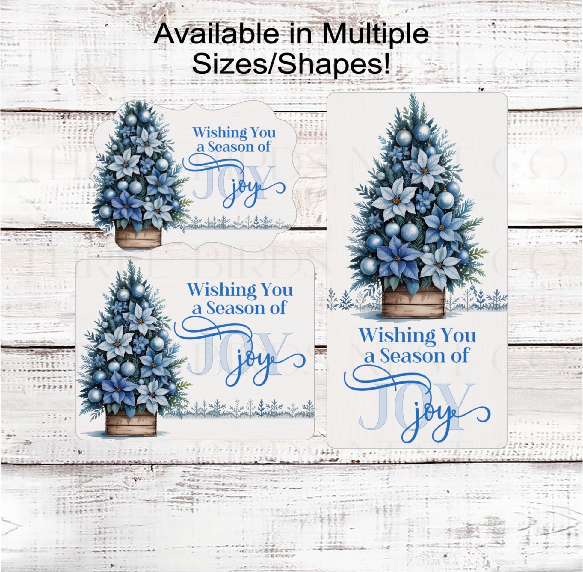 Christmas Wreath Signs, Season of Joy, Poinsettia Ornaments, Blue Christmas- CW734