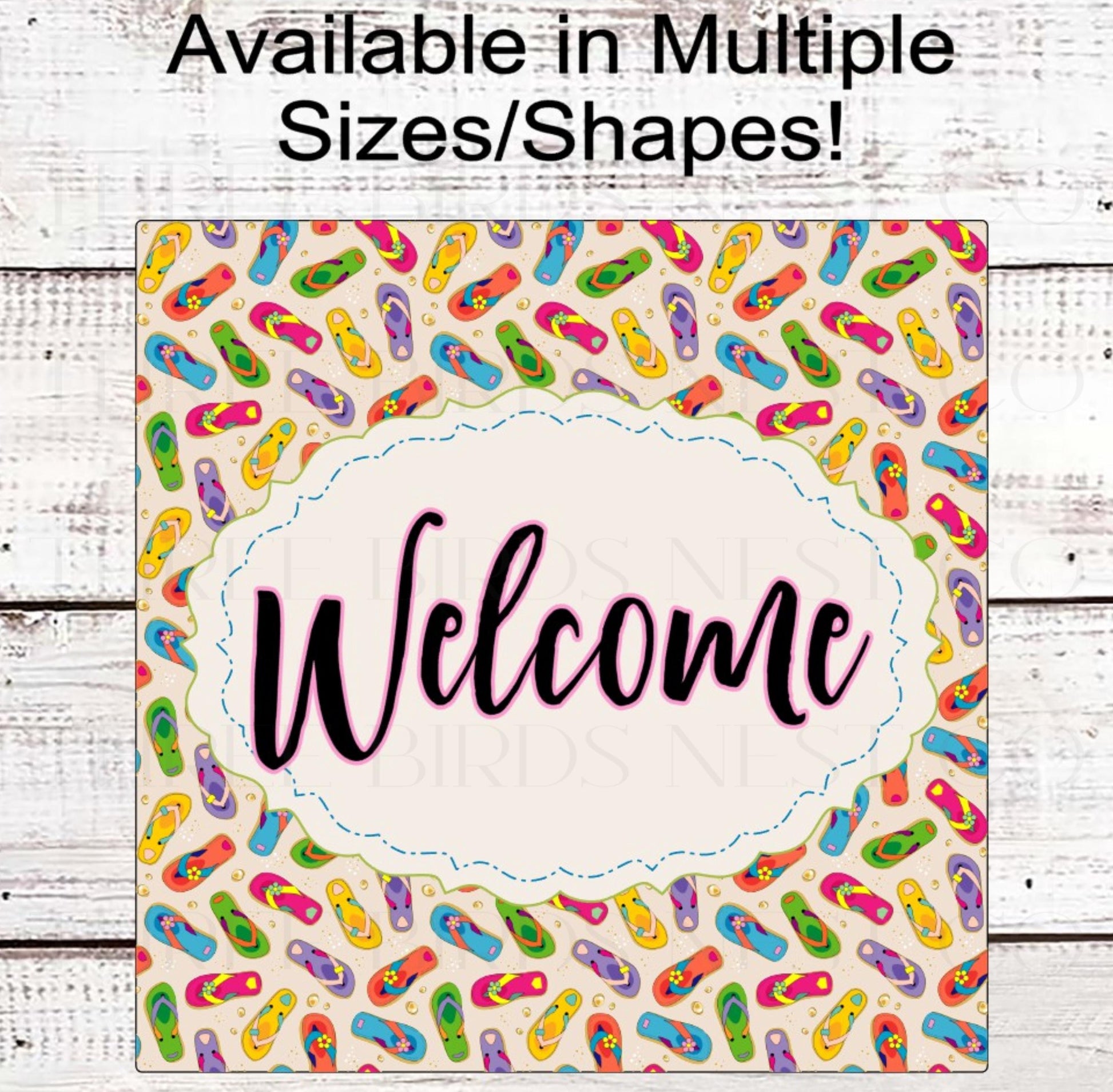 Welcome Wreath Sign, Flip Flops Decor, Beach Lover- B2176