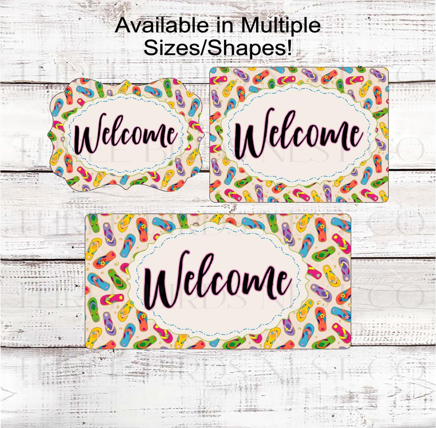 Welcome Wreath Sign, Flip Flops Decor, Beach Lover- B2176
