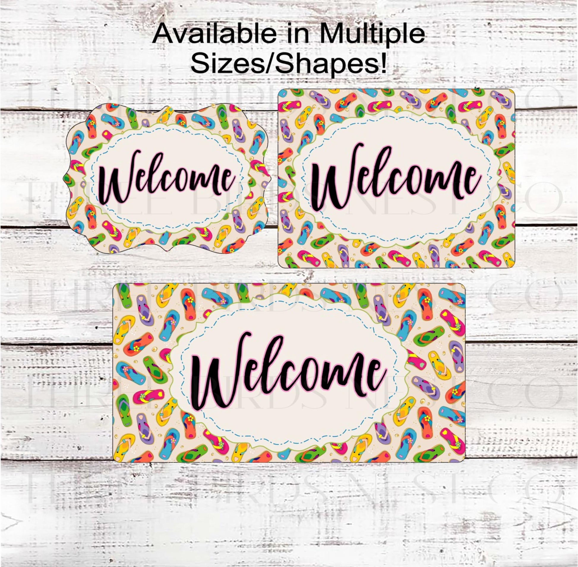 Welcome Wreath Sign, Flip Flops Decor, Beach Lover- B2176
