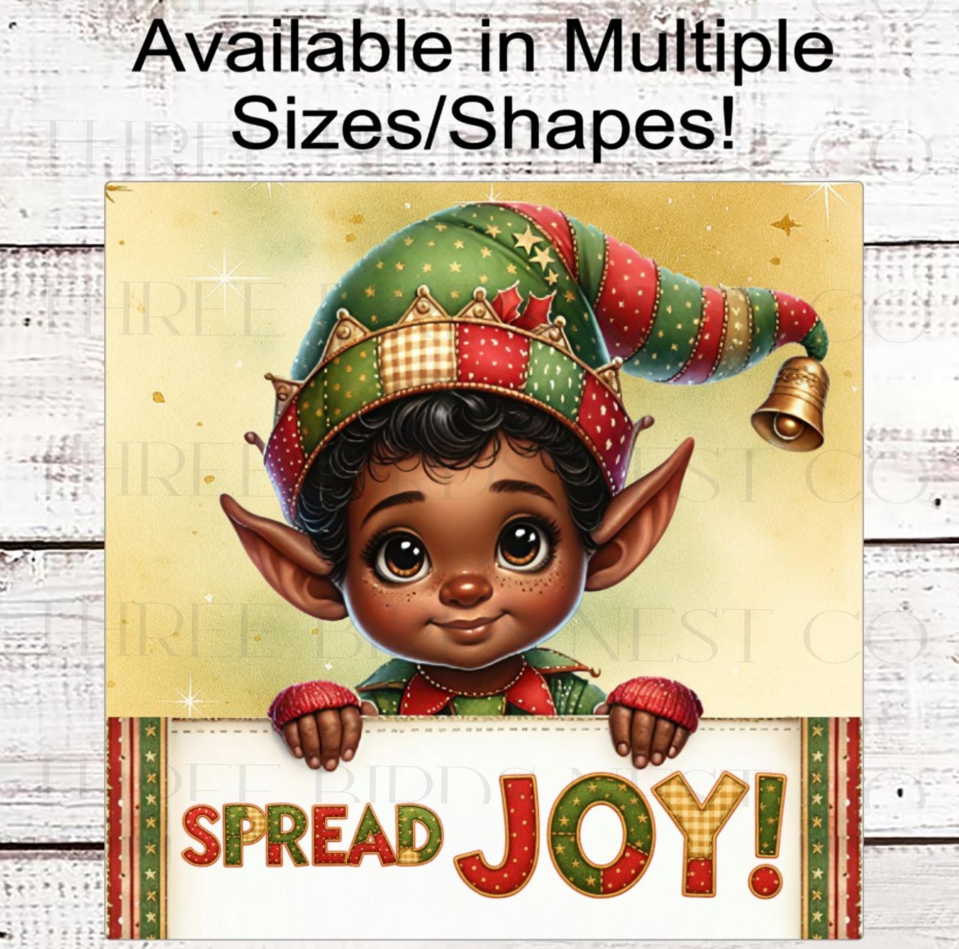 Christmas Wreath Sign, African American Elf, Spread Joy, Under Surveillance- ET2191