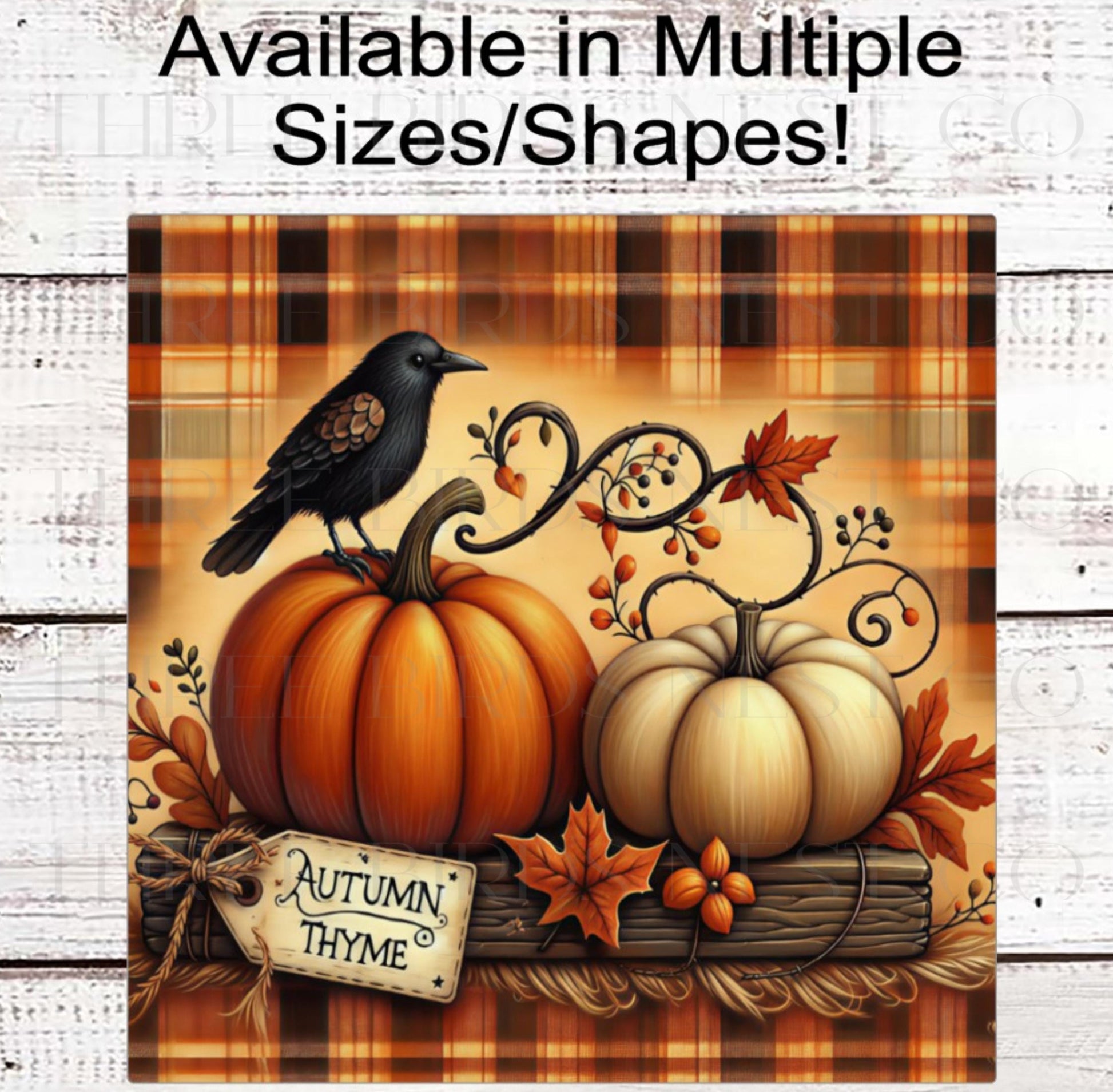 Fall Wreath Sign, Autumn Thyme, White Pumpkins, Rustic Farmhouse, Primitive Decor- FT2197