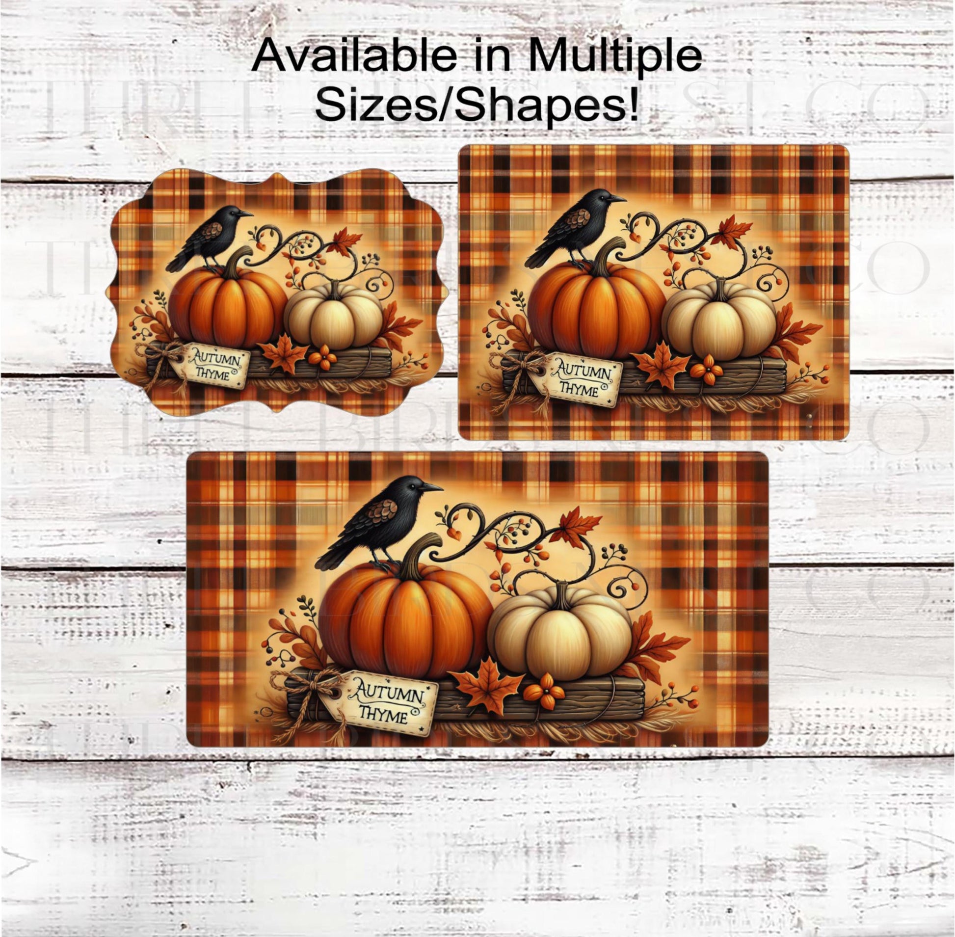 Fall Wreath Sign, Autumn Thyme, White Pumpkins, Rustic Farmhouse, Primitive Decor- FT2197