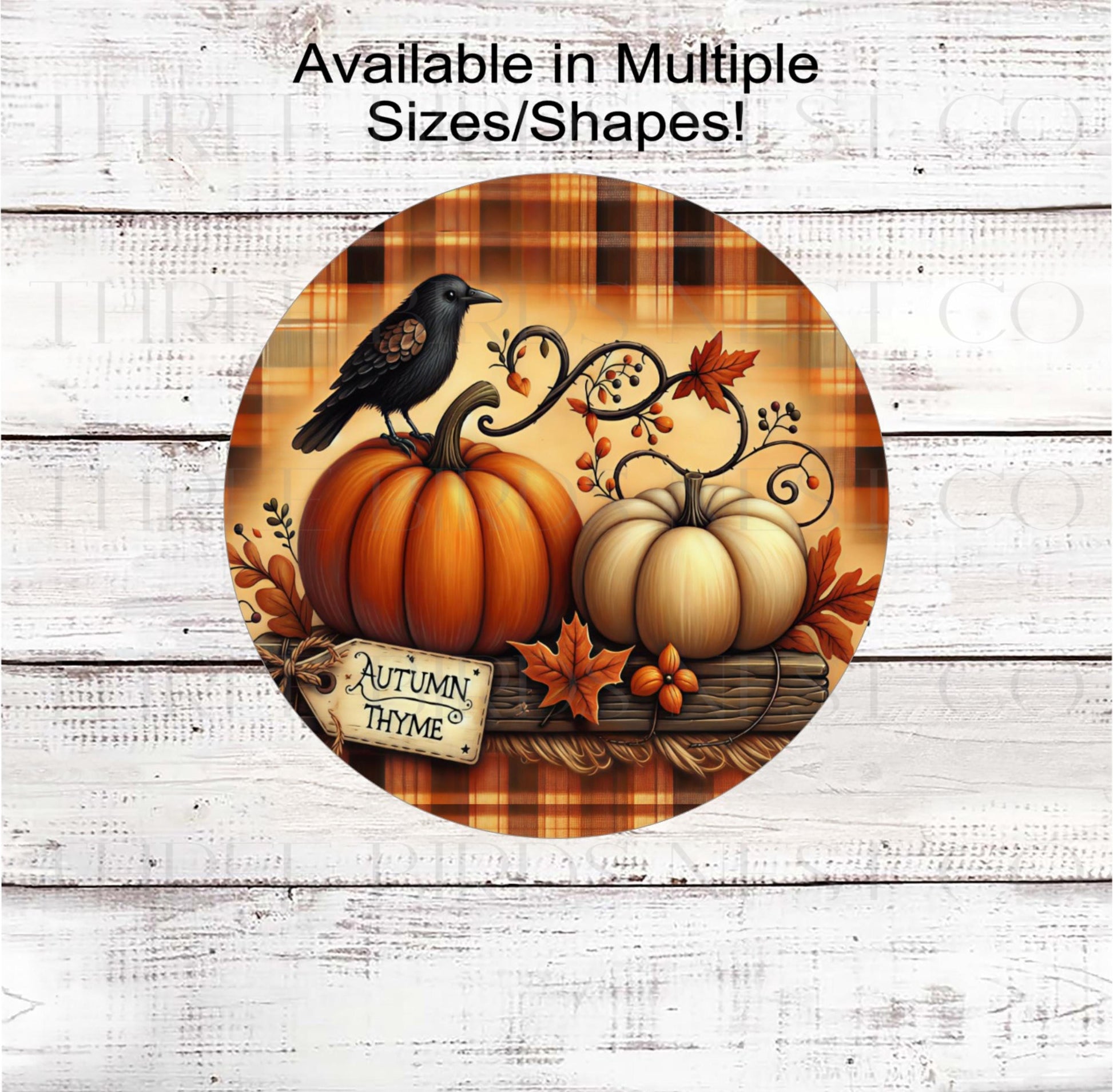 Fall Wreath Sign, Autumn Thyme, White Pumpkins, Rustic Farmhouse, Primitive Decor- FT2197