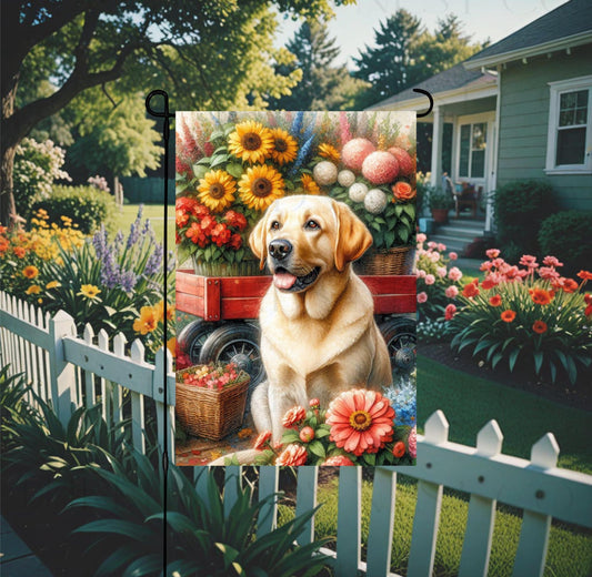 Labrador Retriever Dog Double-Sided Garden Flag, Yellow Lab Lover