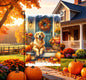 Fall Double-Sided Garden Flag, Golden Retriever Dog, Pumpkins Decor