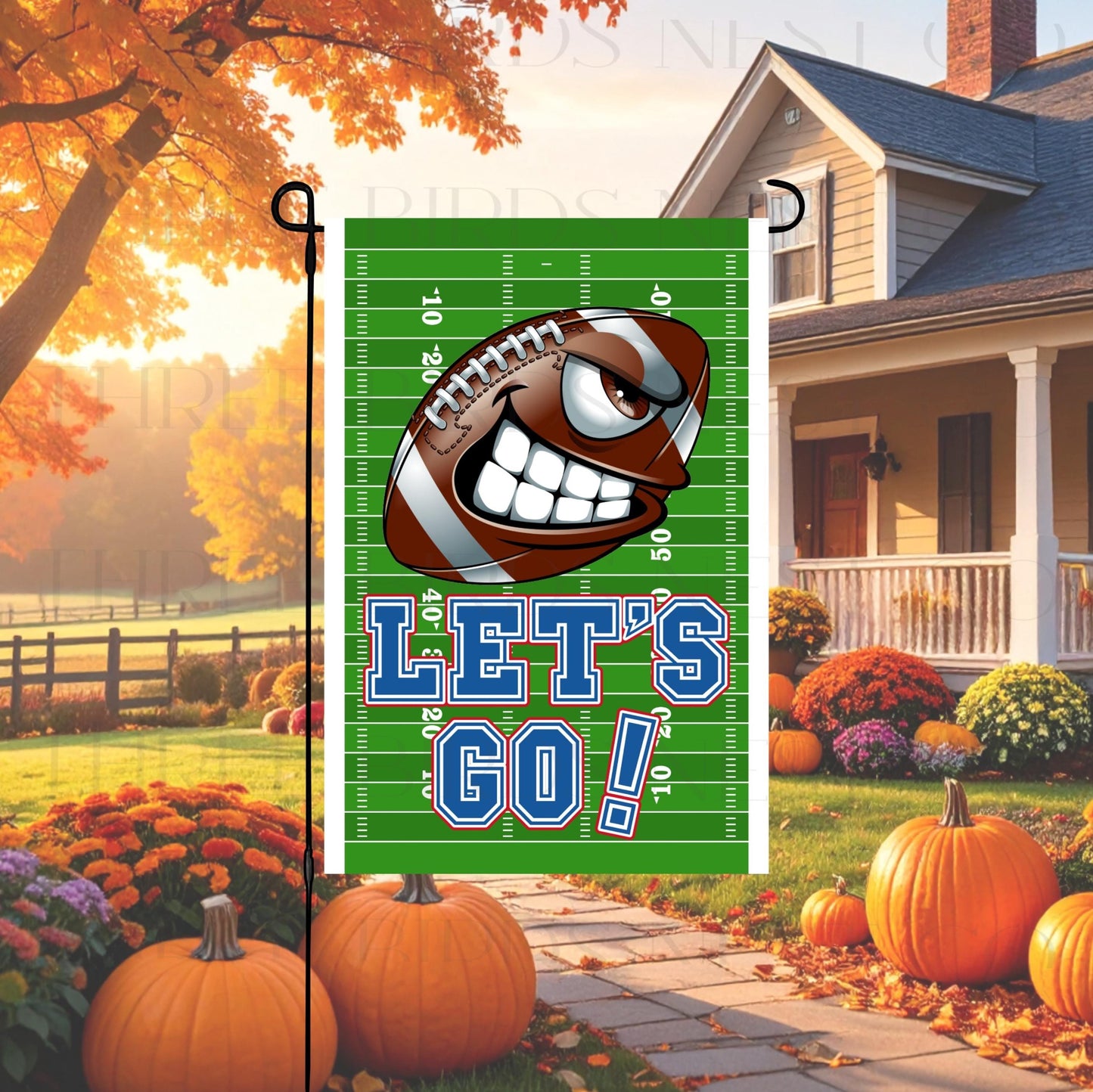 Football Double-Sided Garden Flag, Lets Go, Team Spirit