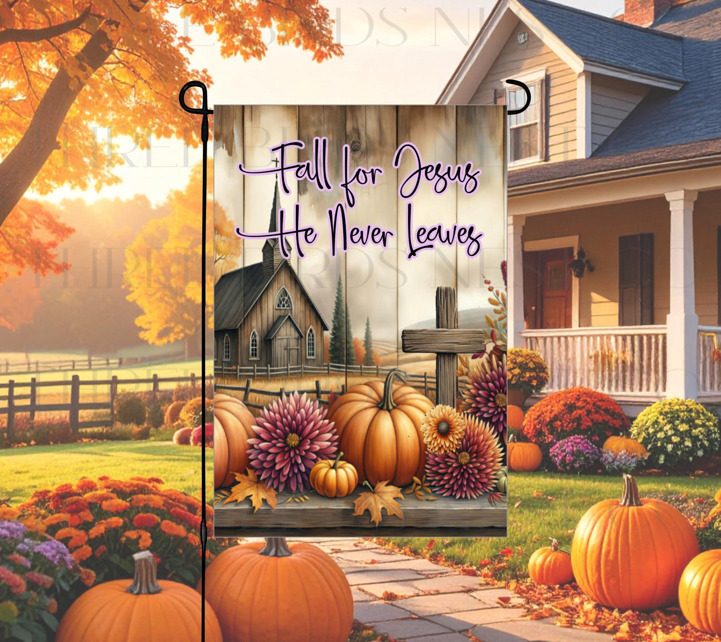 Fall for Jesus Double-Sided Garden Flag, Christian Gifts